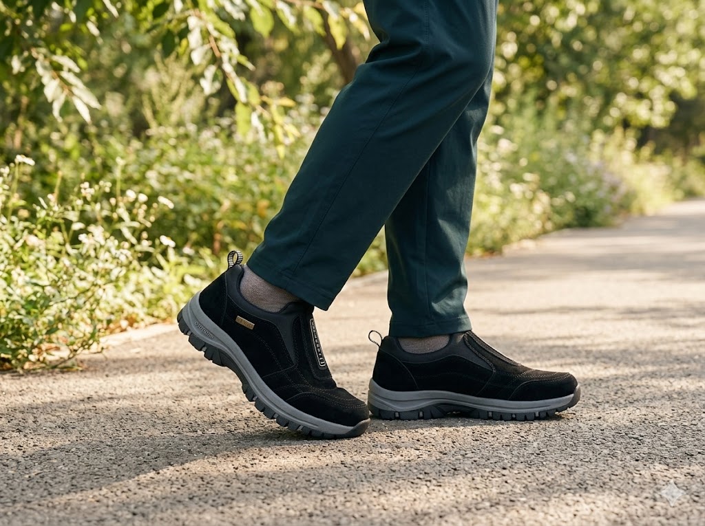 Zapato para caminar sin dolor — especialmente diseñado para personas con pies anchos o molestias en los pies.