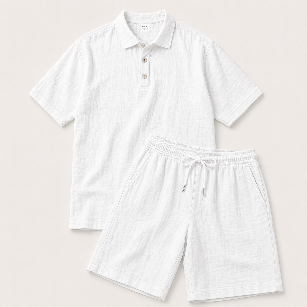 Conjunto de Polo y Pantalón Corto de Lino para Hombre