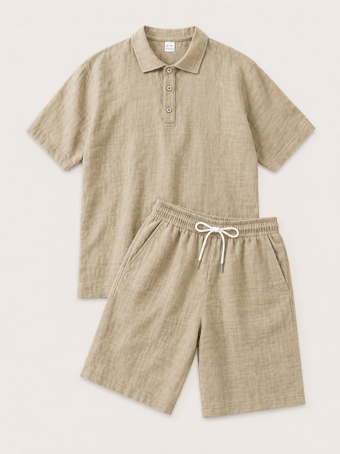 Conjunto de Polo y Pantalón Corto de Lino para Hombre