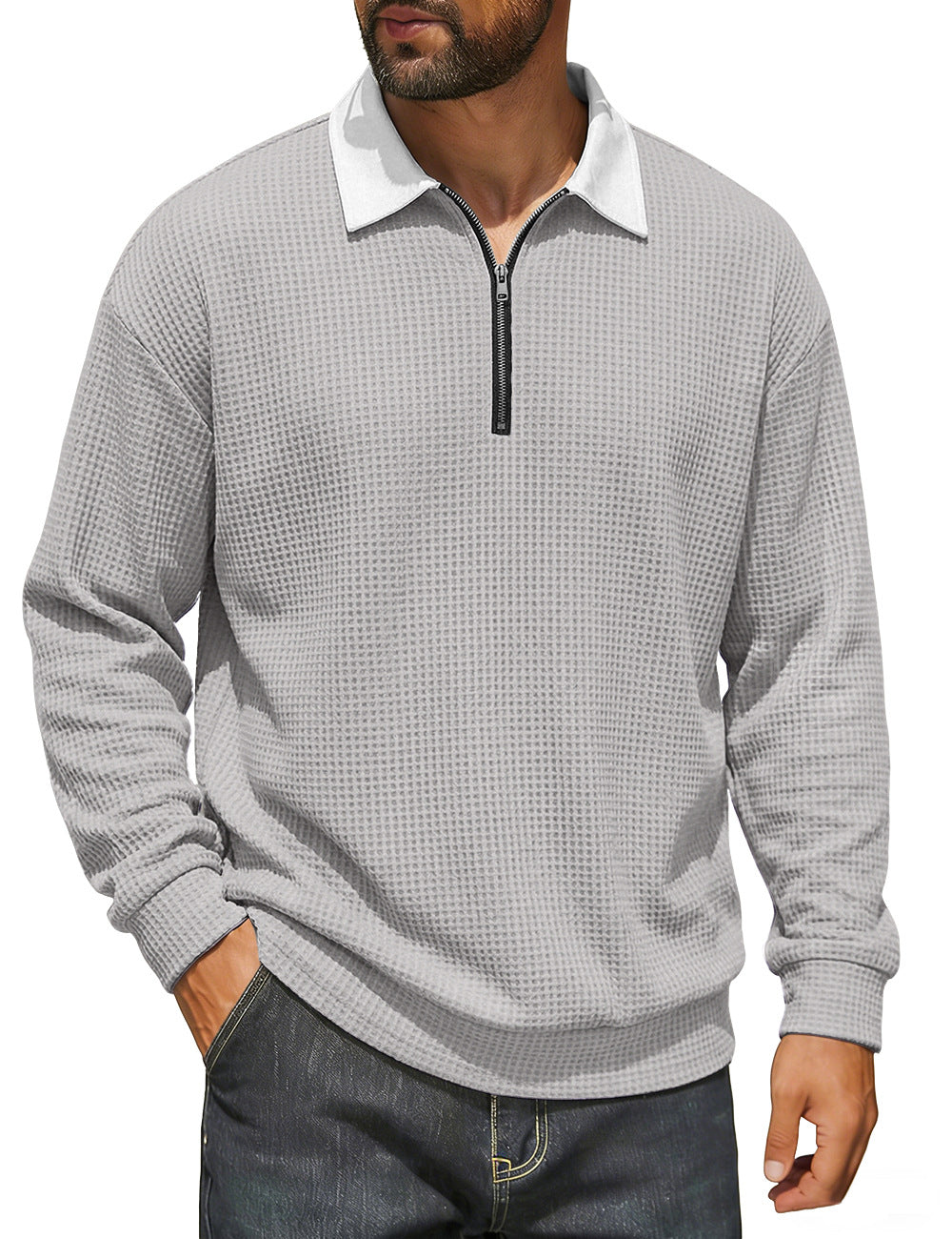 Bruno | Jersey Waffle de Media Cremallera