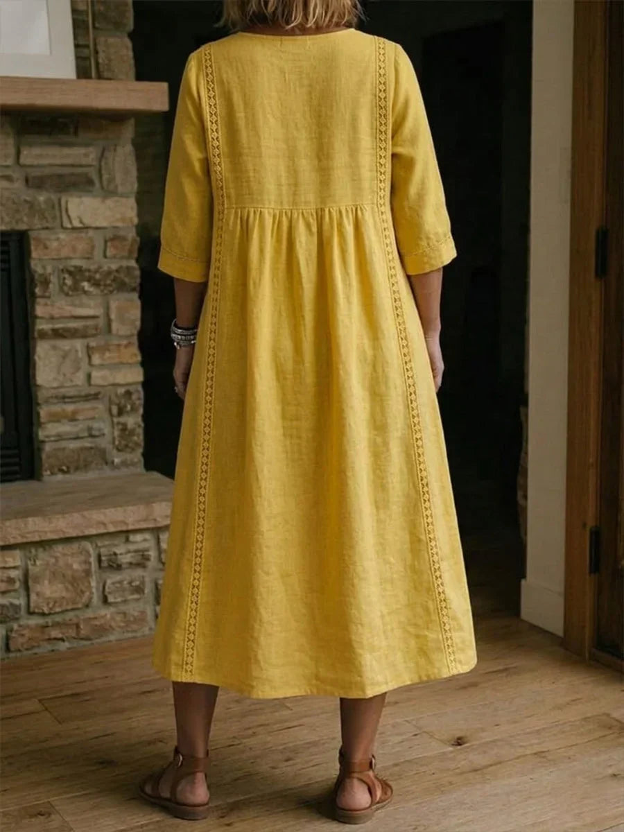 Sevilla - Vestido midi de manga 3/4 con corte relajado