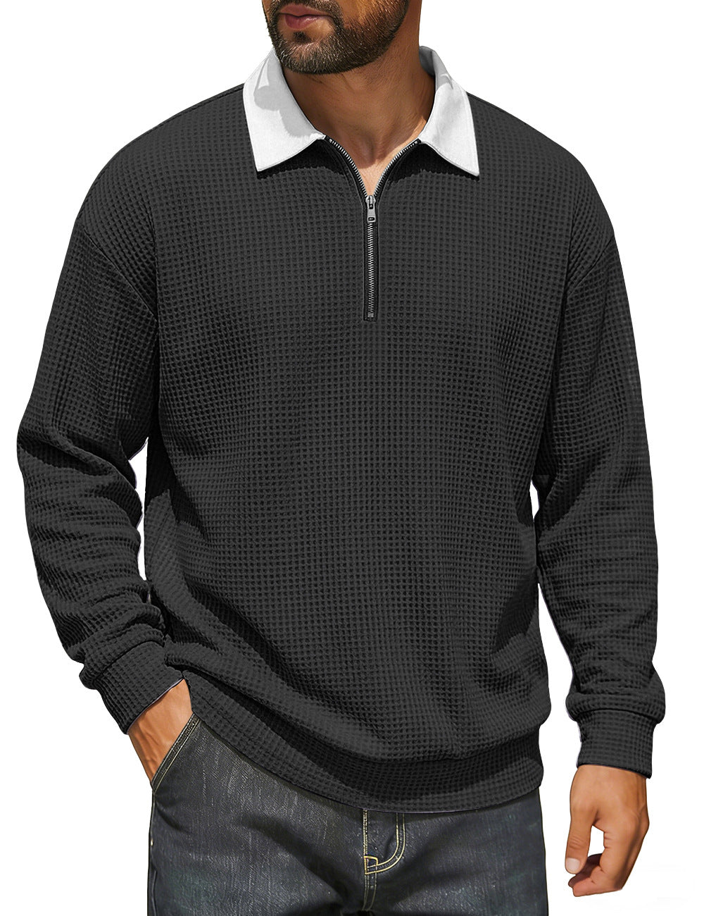 Bruno | Jersey Waffle de Media Cremallera