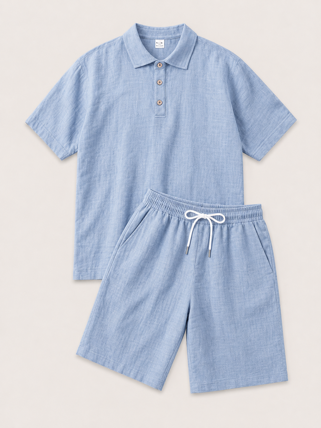 Conjunto de Polo y Pantalón Corto de Lino para Hombre