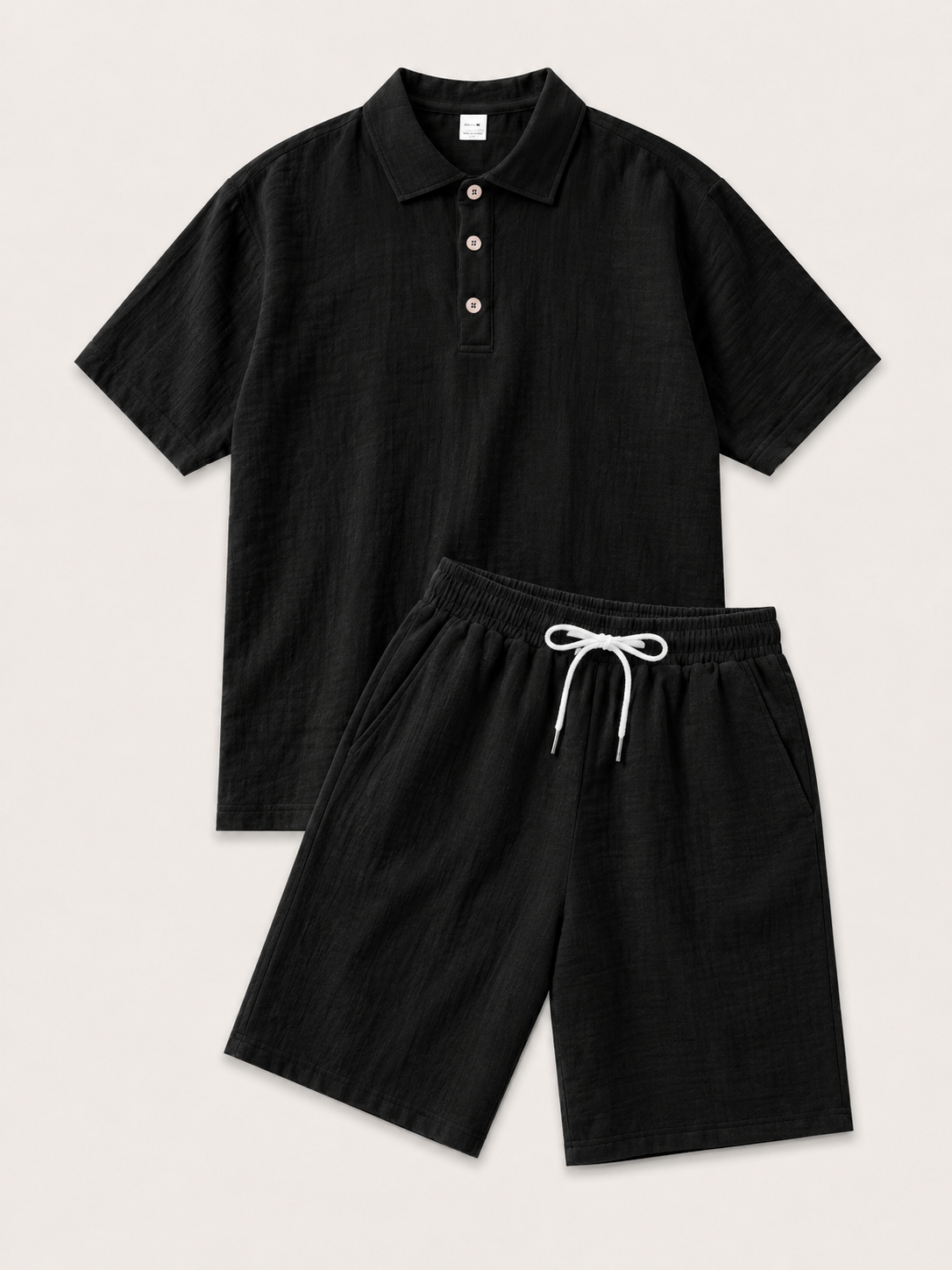 Conjunto de Polo y Pantalón Corto de Lino para Hombre