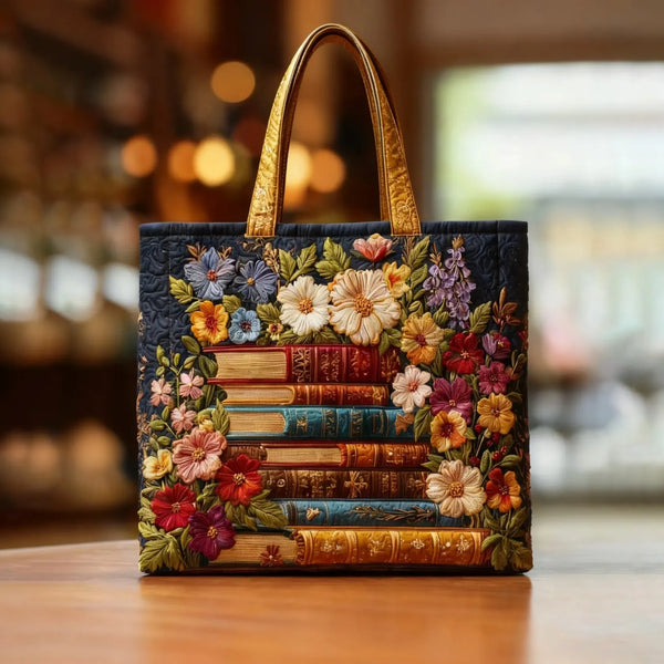 Bolso artesanal con estampado floral.