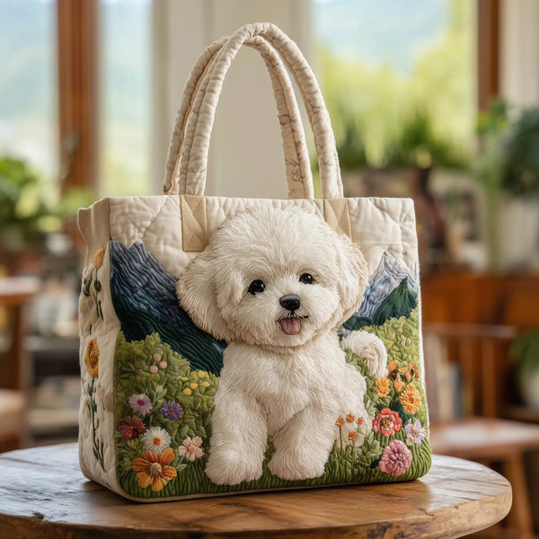 Bolso matelassé artesanal para amantes de los perros.