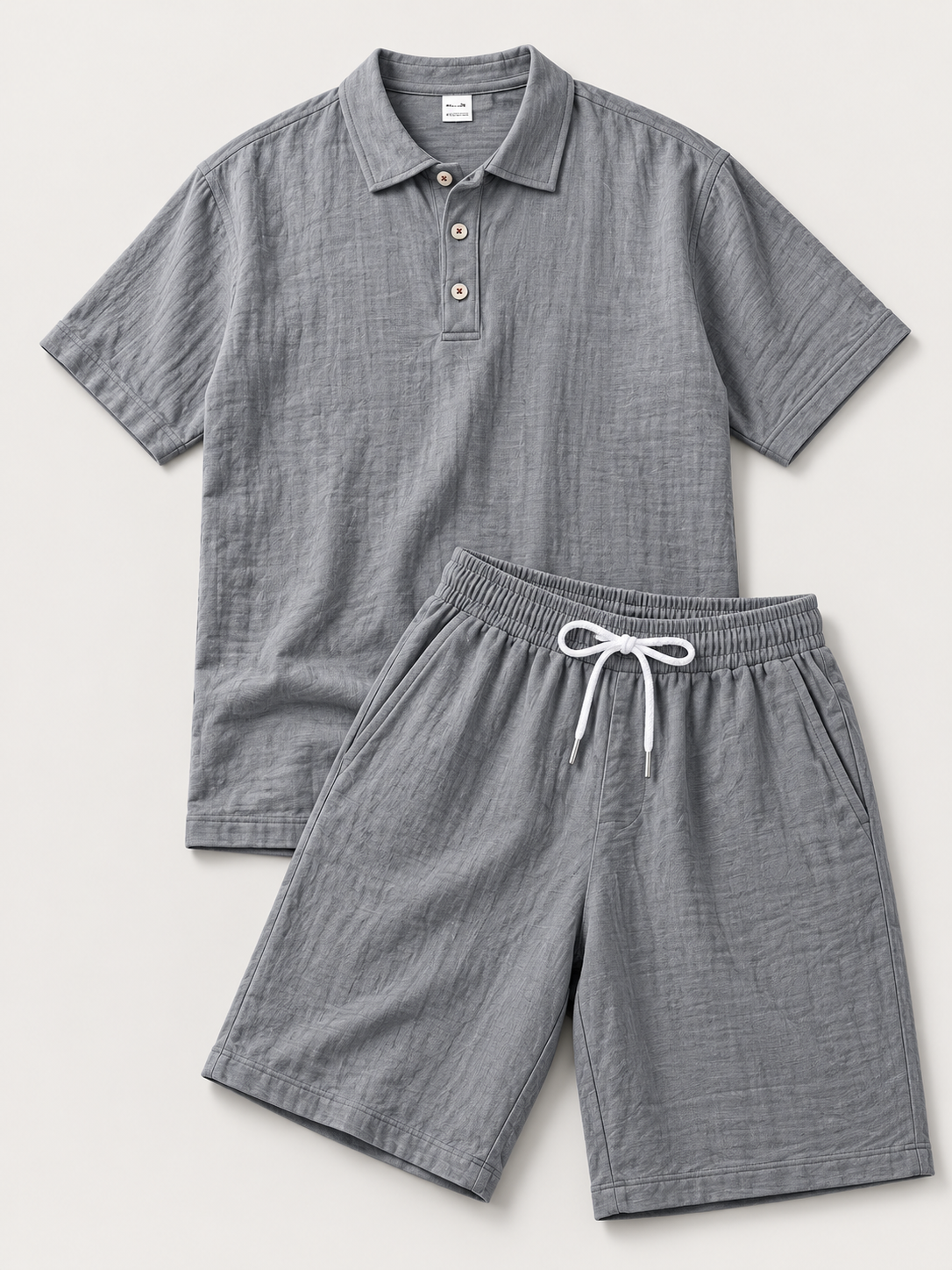 Conjunto de Polo y Pantalón Corto de Lino para Hombre