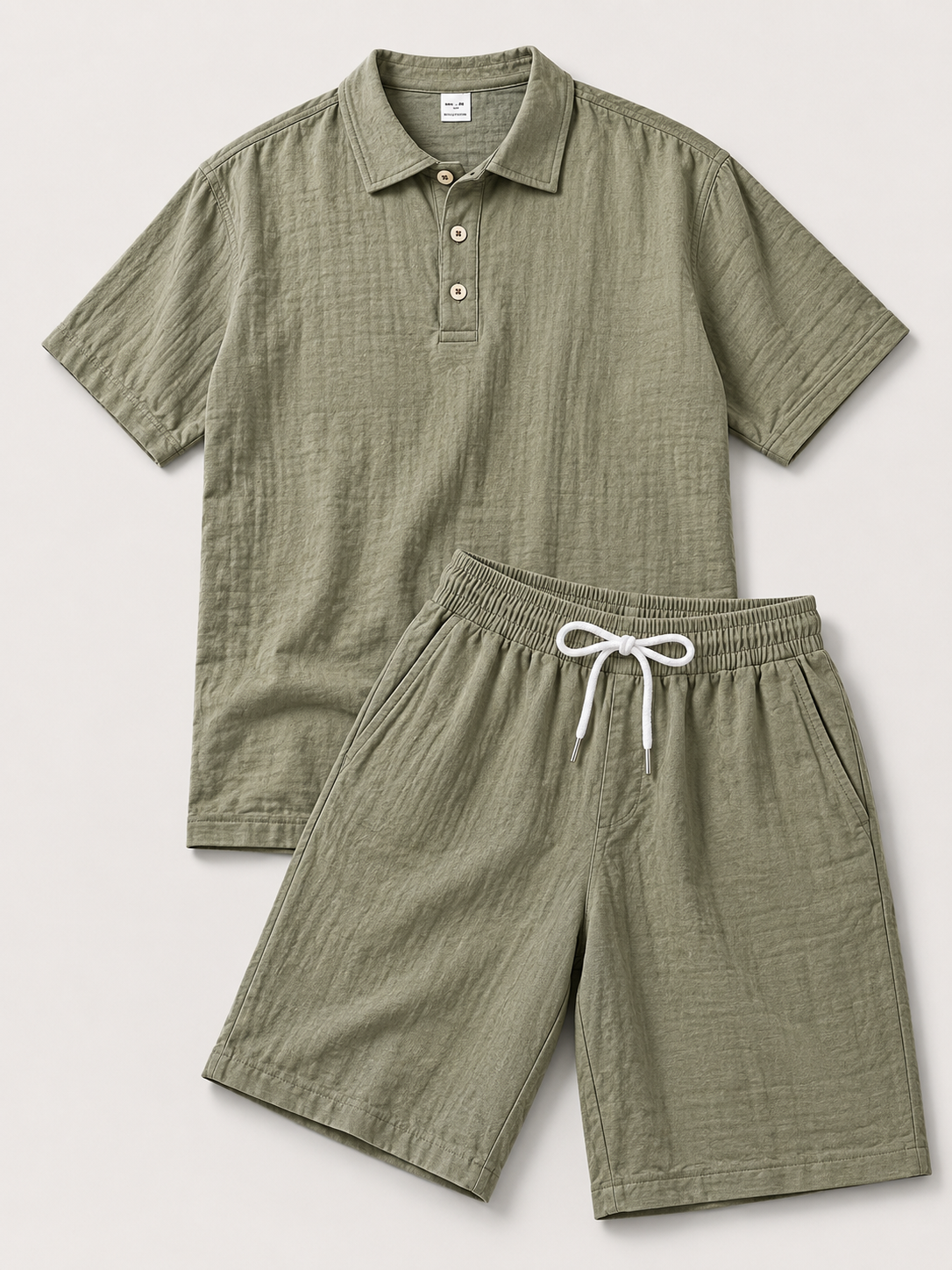 Conjunto de Polo y Pantalón Corto de Lino para Hombre