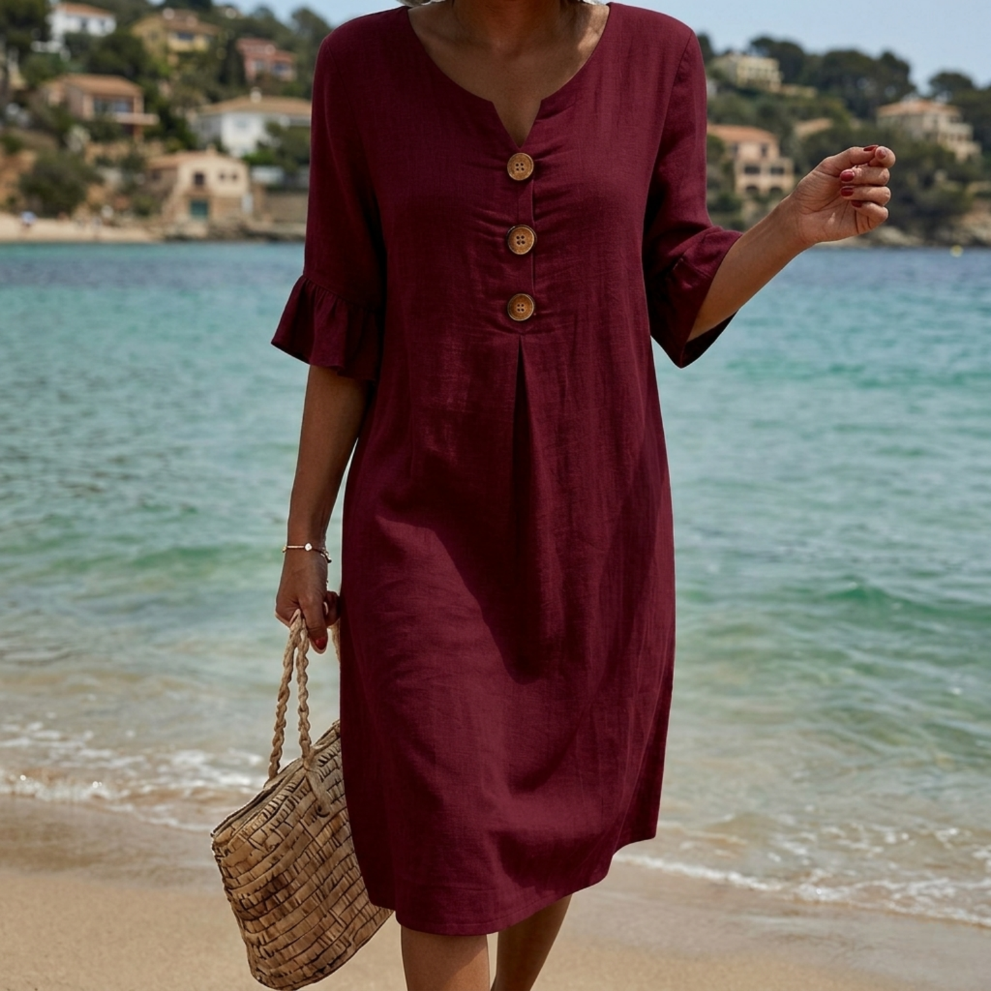 Radmila | Vestido texturizado de manga larga.