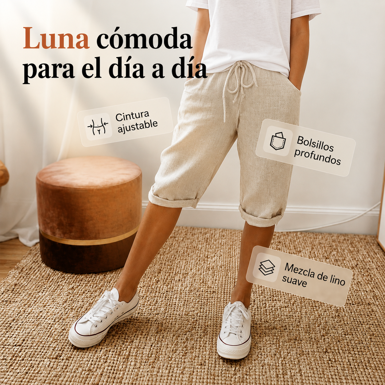 Luna | Shorts de algodón y lino para mujer 1+1 GRATIS  (Añade 2 al carrito para activar el descuento)