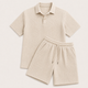 Conjunto para Hombre de Polo y Shorts con Patrón Texturizado Diagonal