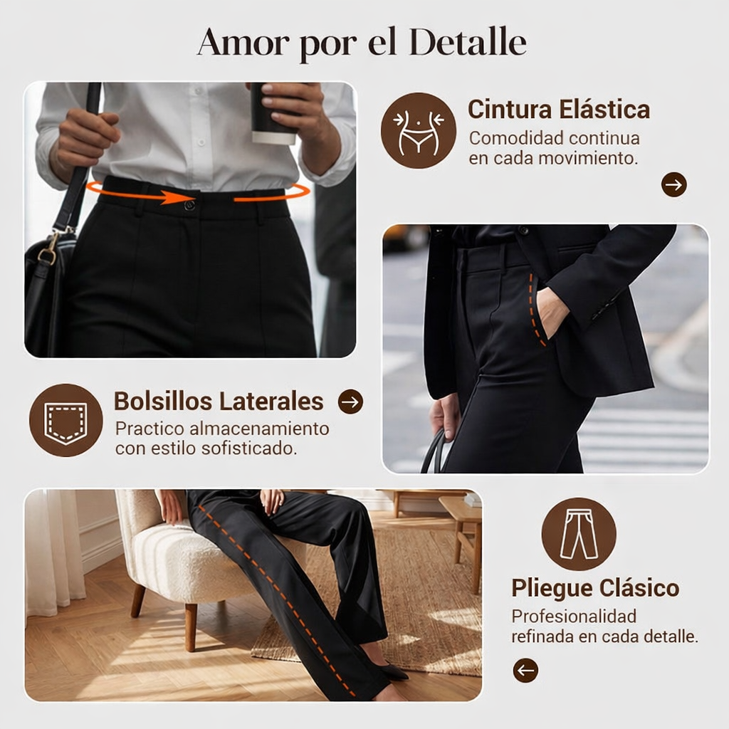 Bologna - Pantalones de traje de mujer de cintura alta