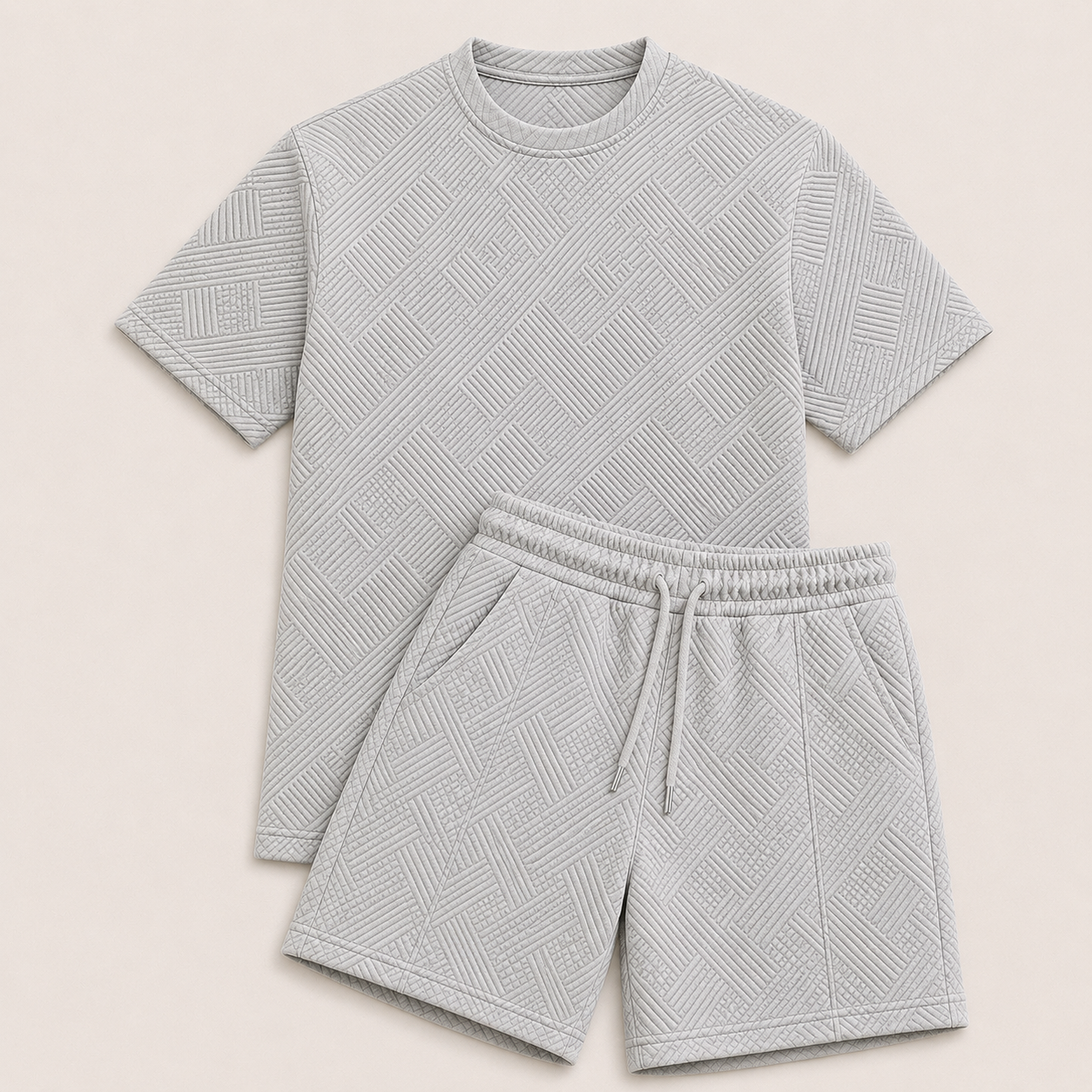 Conjunto de Camiseta Jacquard y Pantalón Corto para Hombre