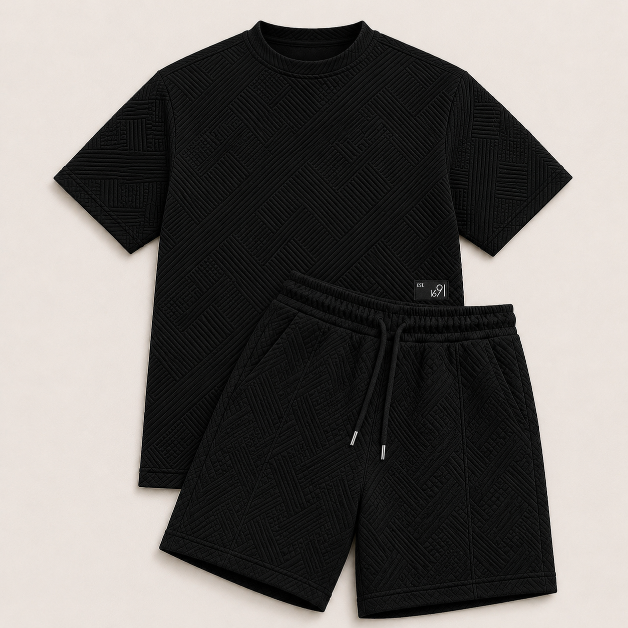 Conjunto de Camiseta Jacquard y Pantalón Corto para Hombre