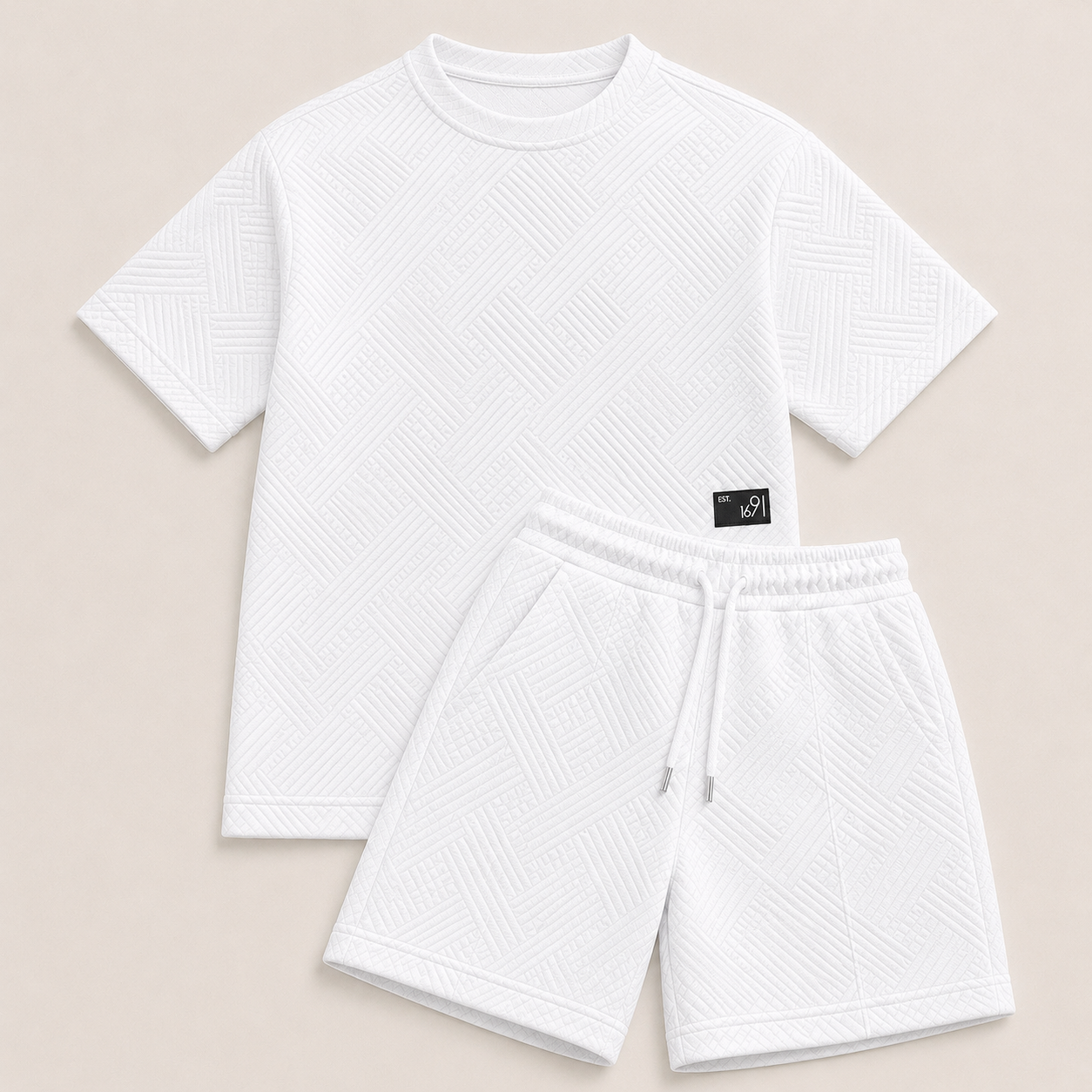 Conjunto de Camiseta Jacquard y Pantalón Corto para Hombre