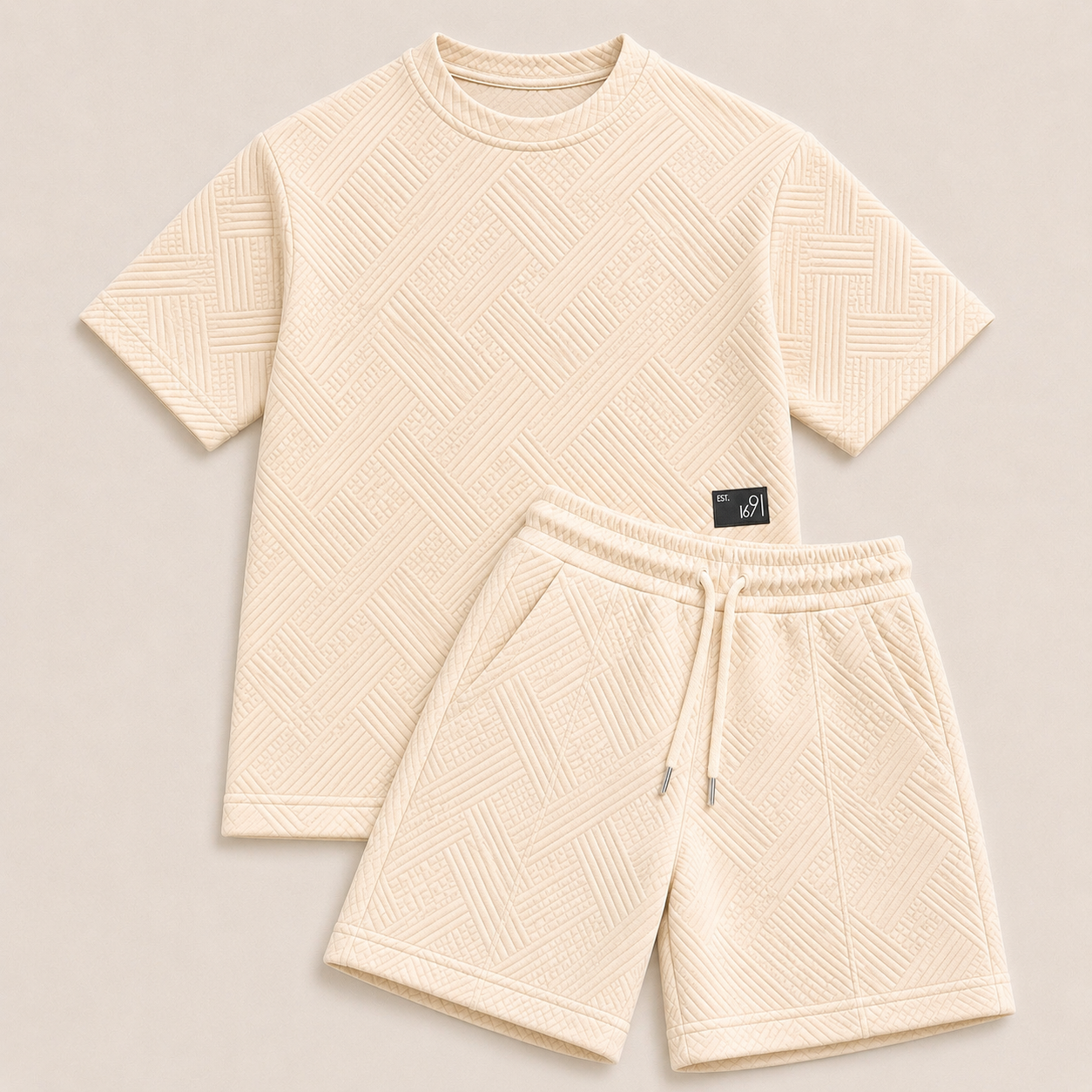 Conjunto de Camiseta Jacquard y Pantalón Corto para Hombre