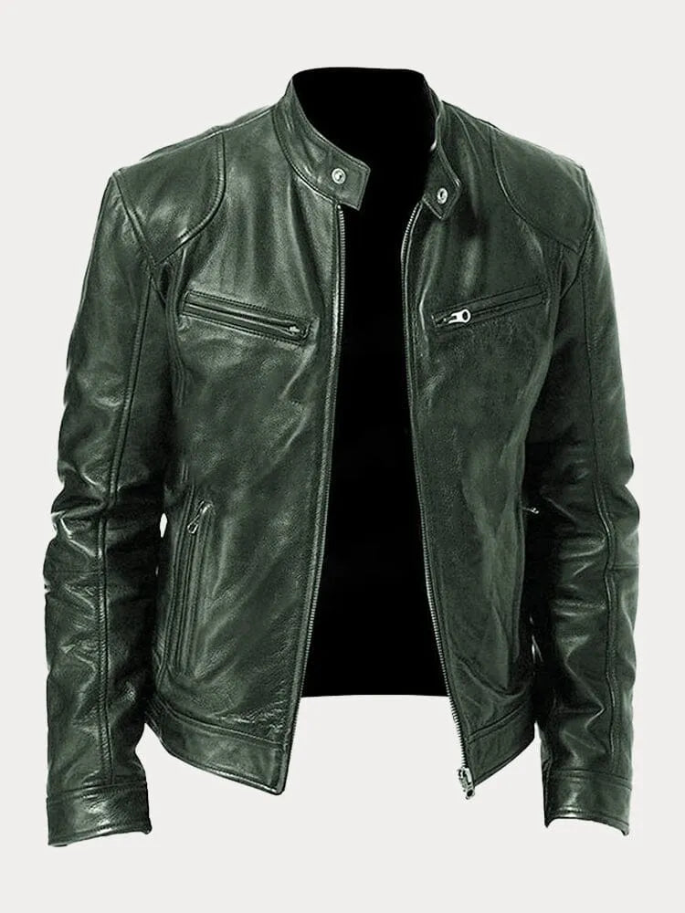 Armand - Chaqueta de cuero estilo Café Racer