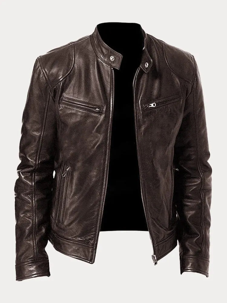 Armand - Chaqueta de cuero estilo Café Racer