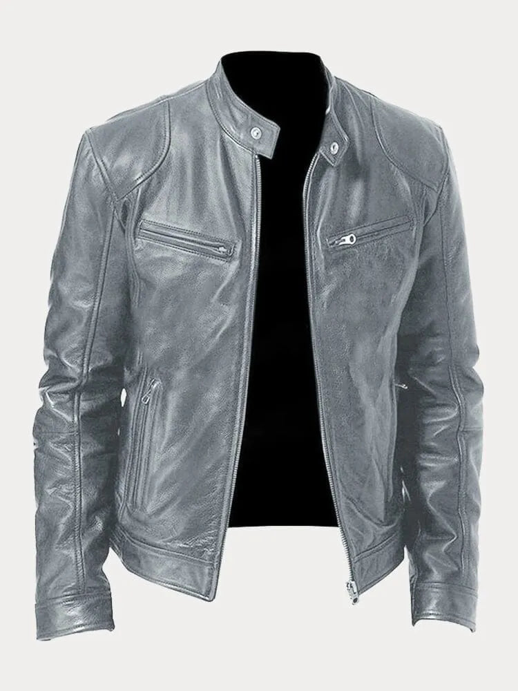 Armand - Chaqueta de cuero estilo Café Racer