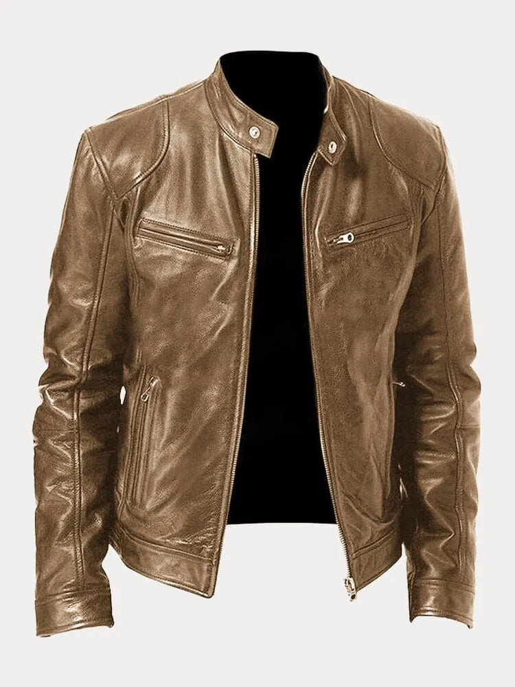 Armand - Chaqueta de cuero estilo Café Racer