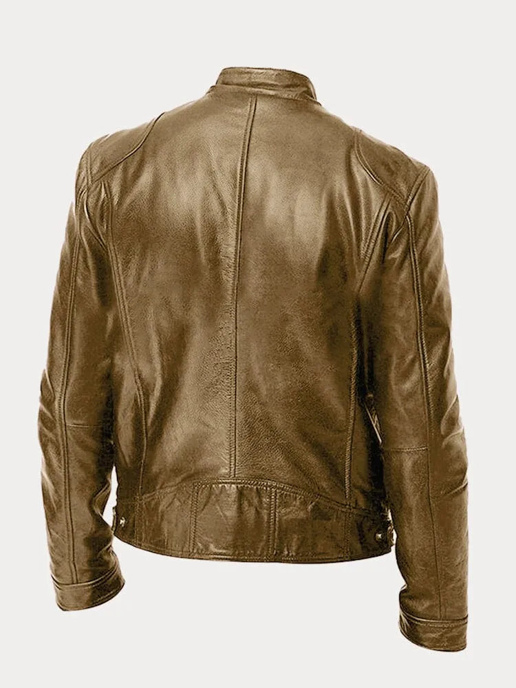 Armand - Chaqueta de cuero estilo Café Racer