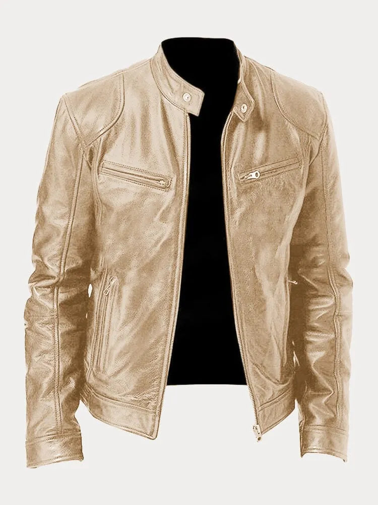 Armand - Chaqueta de cuero estilo Café Racer