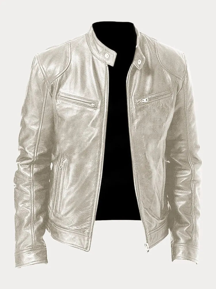 Armand - Chaqueta de cuero estilo Café Racer
