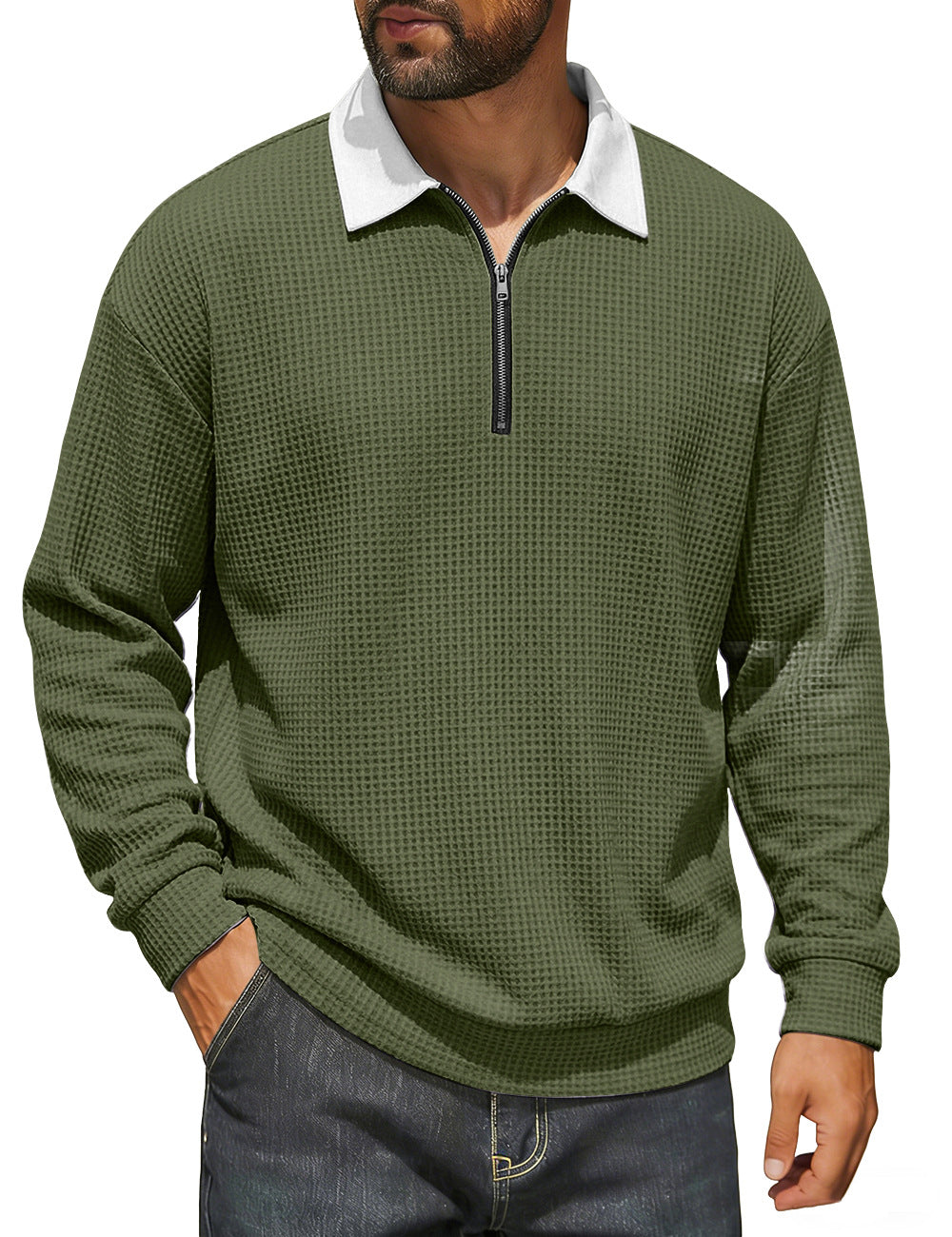 Bruno | Jersey Waffle de Media Cremallera