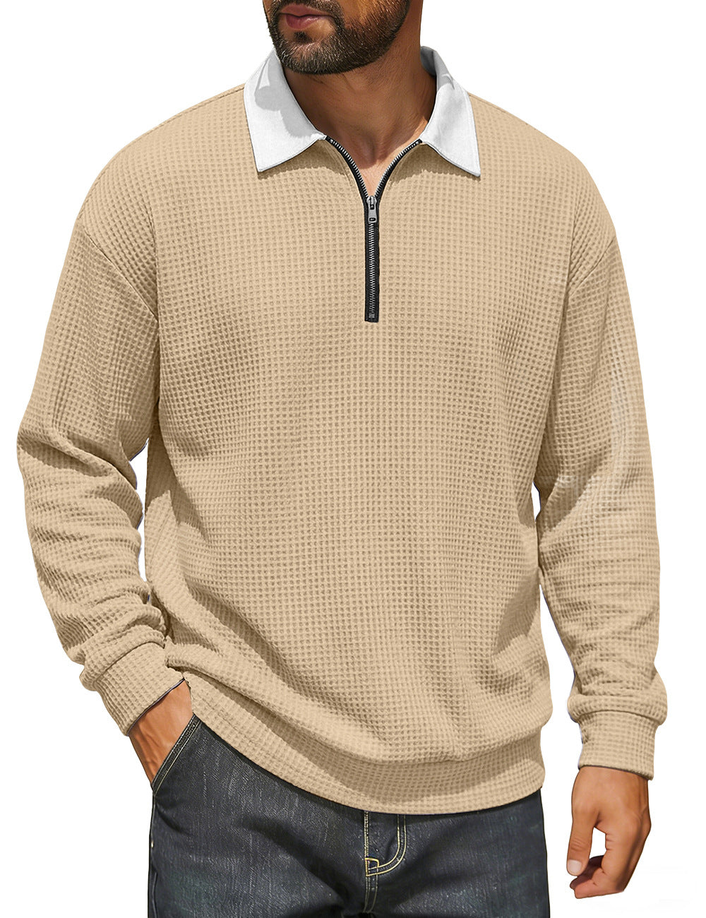 Bruno | Jersey Waffle de Media Cremallera