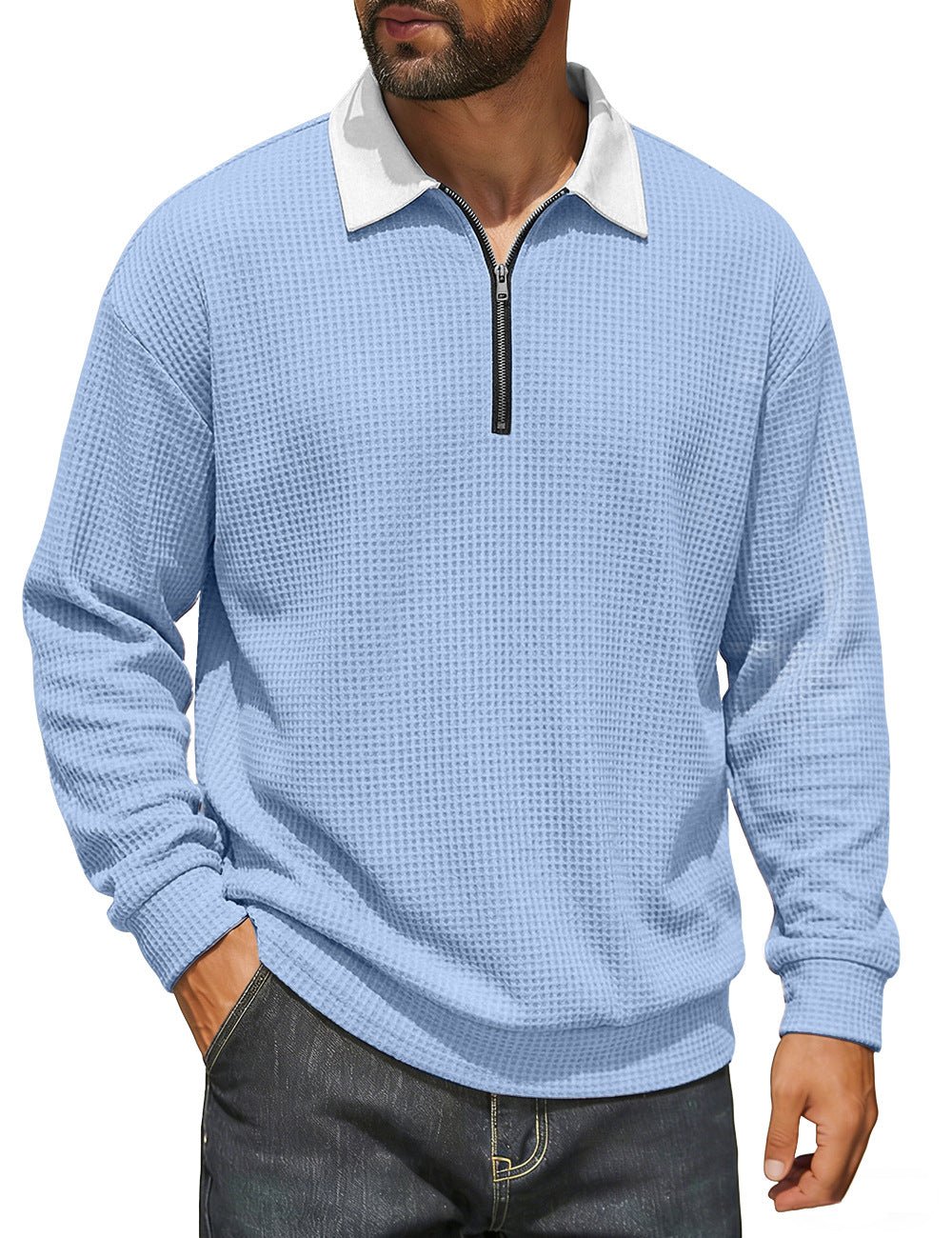 Bruno | Jersey Waffle de Media Cremallera