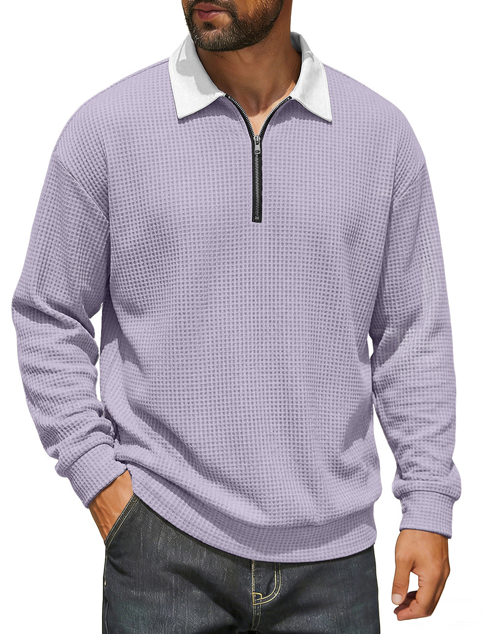 Bruno | Jersey Waffle de Media Cremallera