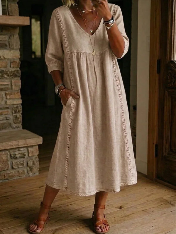 Sevilla - Vestido midi de manga 3/4 con corte relajado