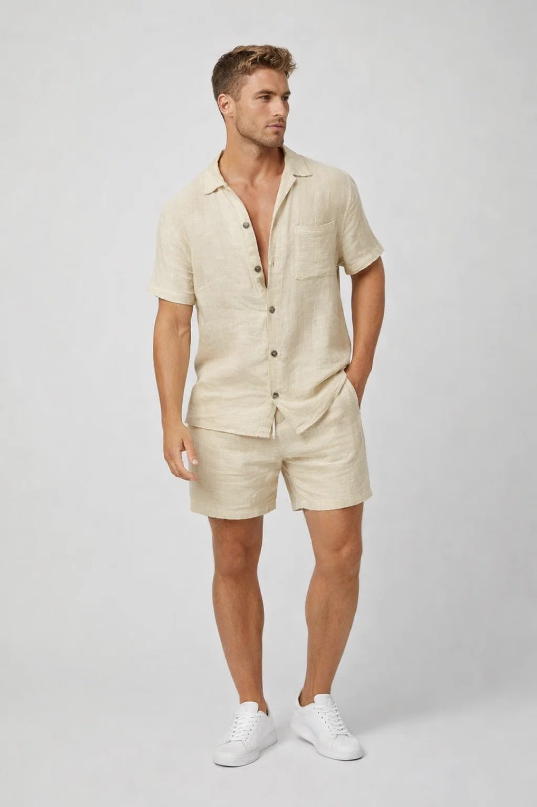 Conjunto de dos piezas para hombre de manga corta
