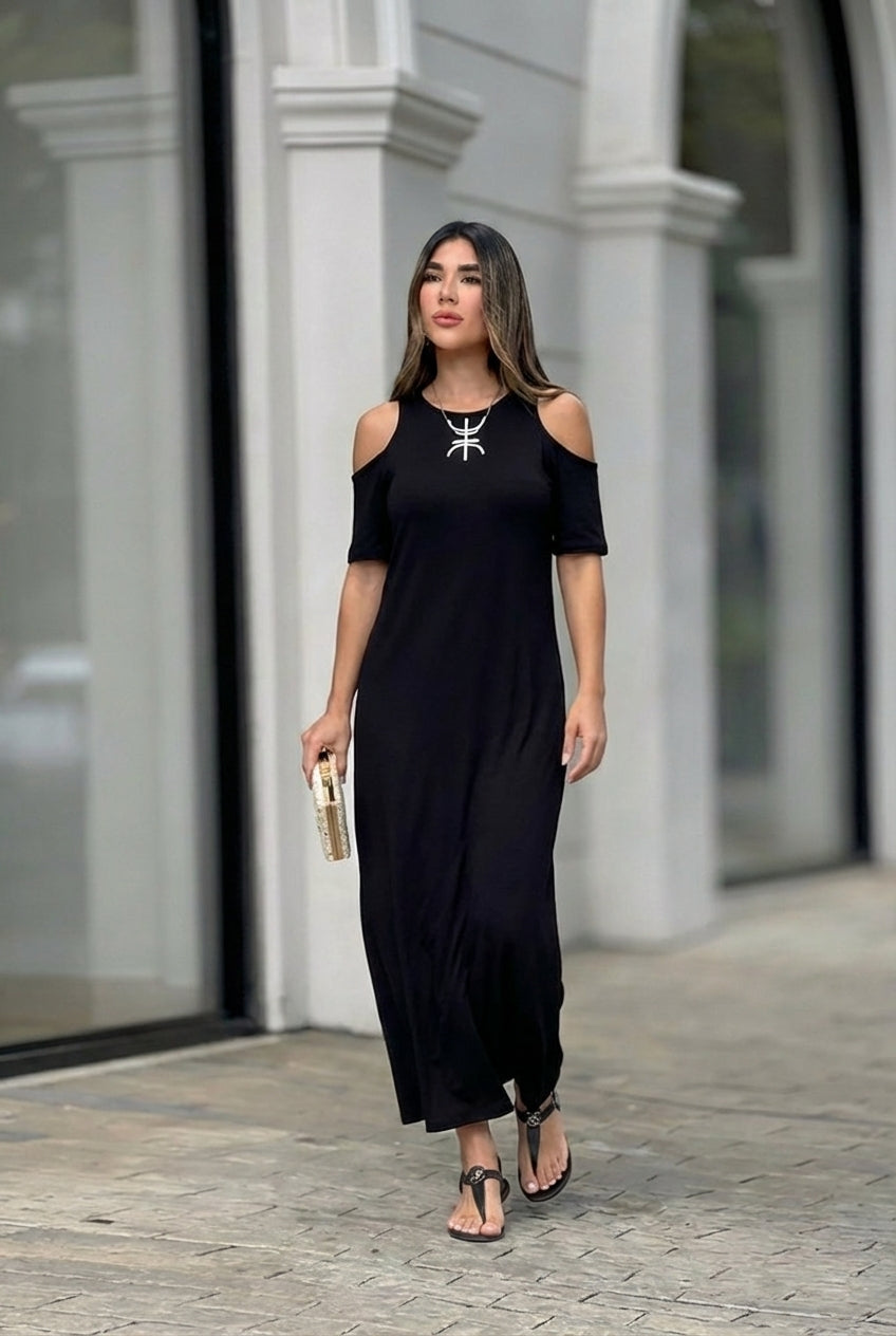 Oporto - Vestido largo con hombros al descubierto