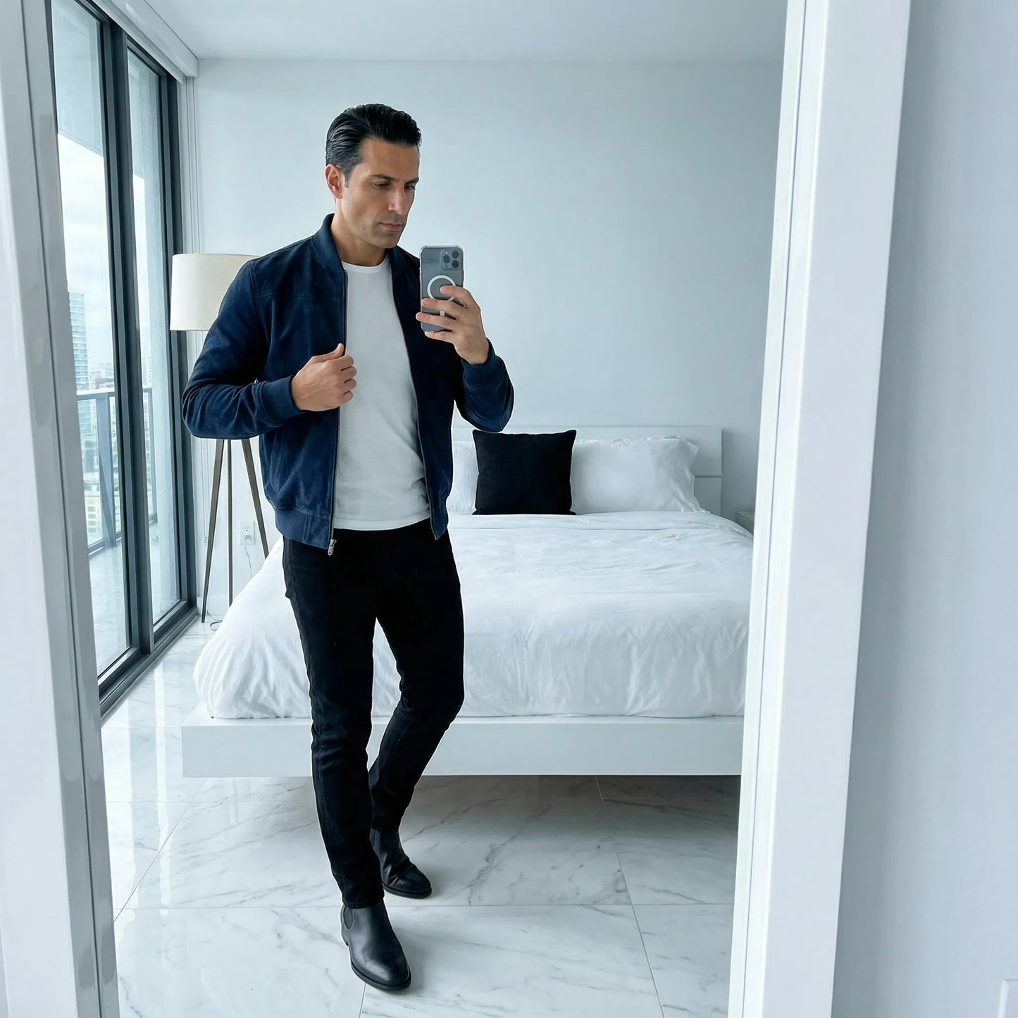 Riviera - Chaqueta bomber de ante