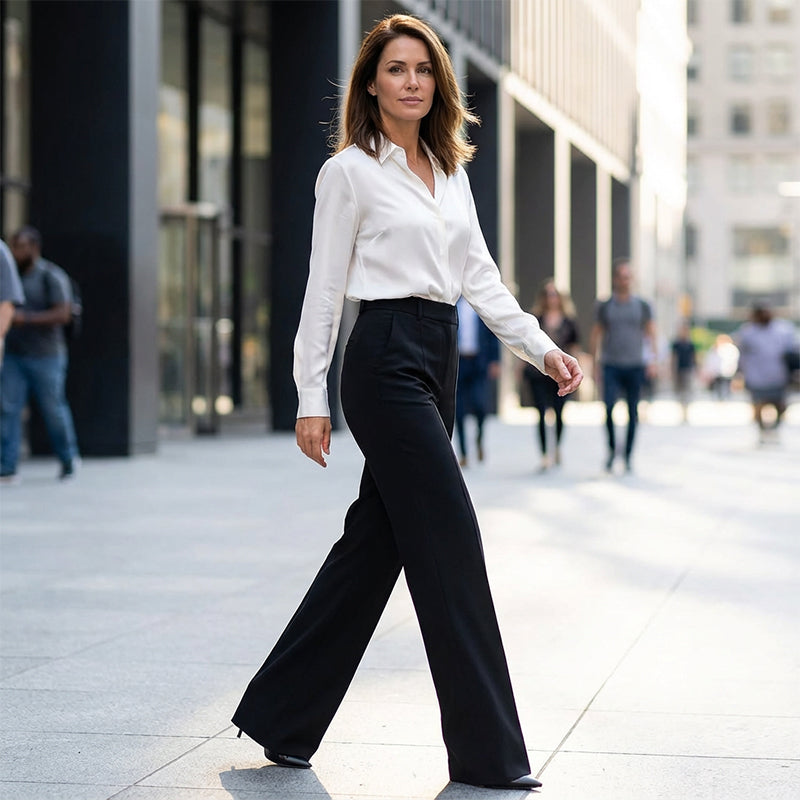 Bologna - Pantalones de traje de mujer de cintura alta