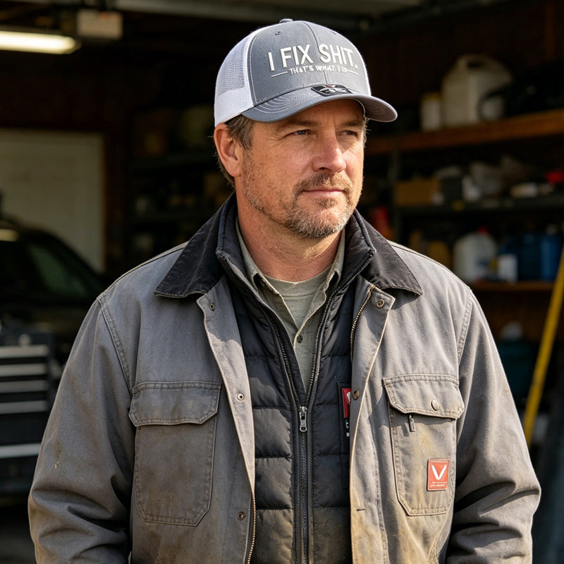 🧢 ¡AHORA CON UN 50 % DE DESCUENTO! 🛠️ Gorra bordada con el lema «I Fix Shit»: diseño divertido, malla transpirable y perfecta para el día a día para hombres resolutivos 🛠️