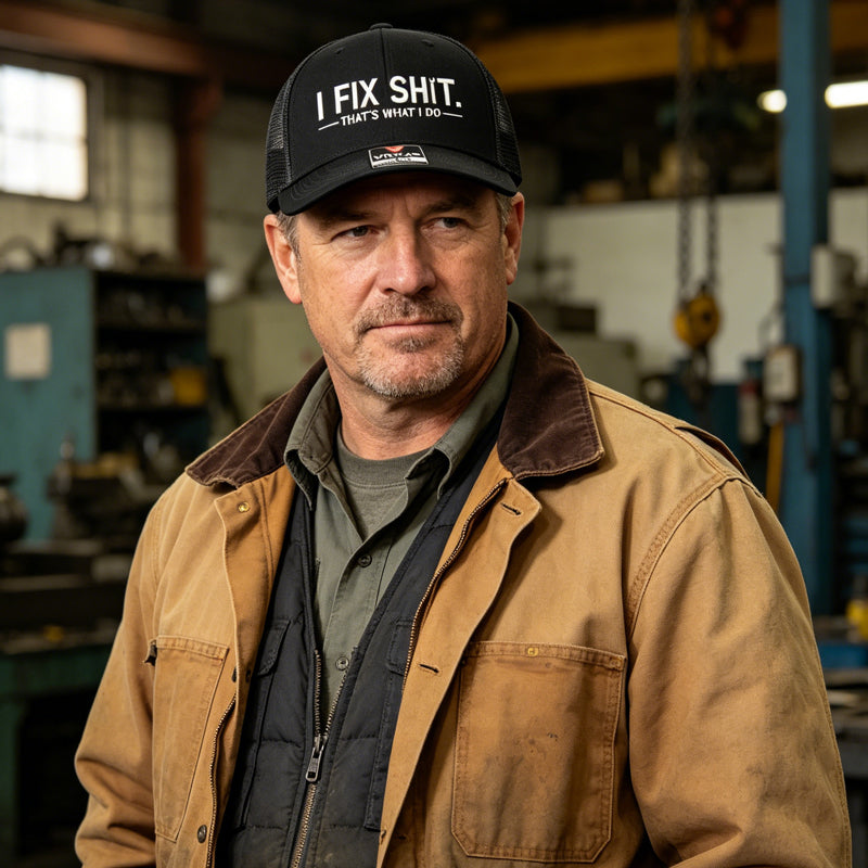 🧢 ¡AHORA CON UN 50 % DE DESCUENTO! 🛠️ Gorra bordada con el lema «I Fix Shit»: diseño divertido, malla transpirable y perfecta para el día a día para hombres resolutivos 🛠️
