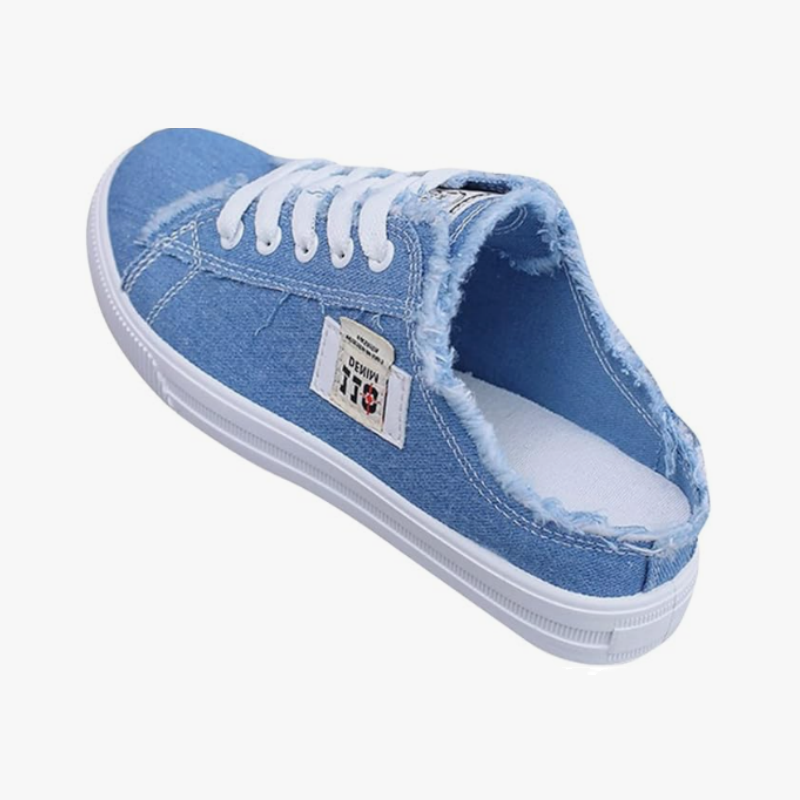 👟 ¡50 % DE DESCUENTO! 👖 Zapatillas tipo mule de denim para mujer: fáciles de poner, con suela cómoda y perfectas para un look veraniego atrevido ☀️