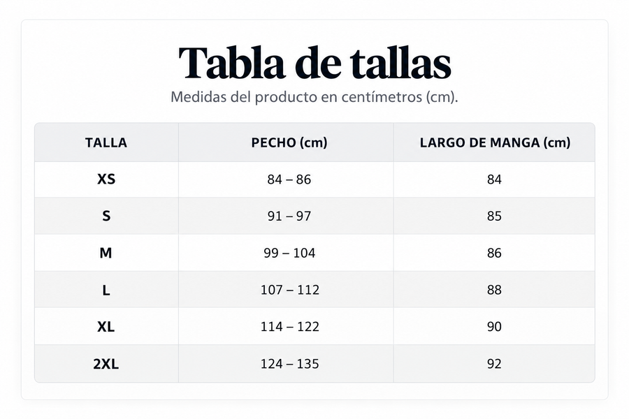 Guía de tallas de Marco | Jersey de Cuello Vuelto